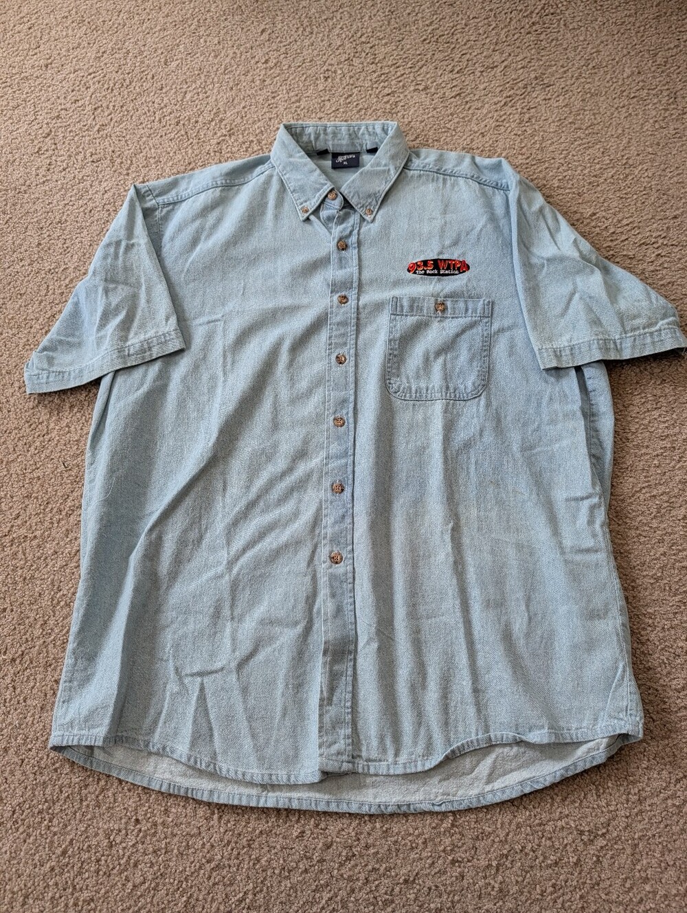 Vintage Button-down With Embroidered Logo for PA's 93.5 WTPA Rock Station